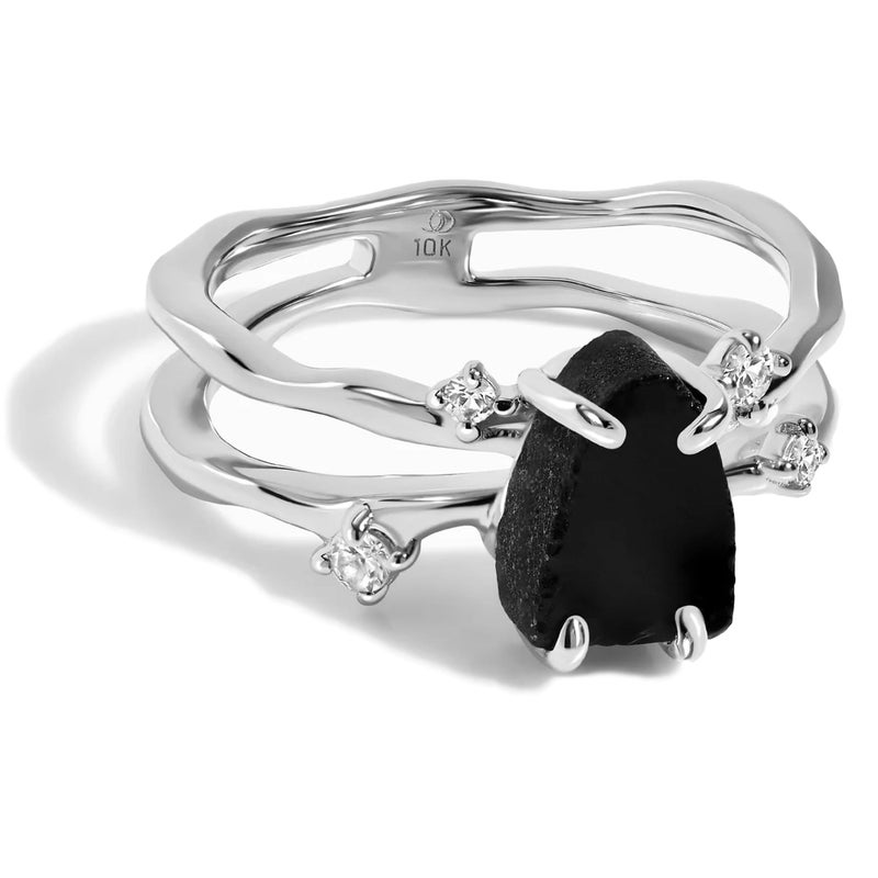 Moon Magic Authentic Moonstone Ring for Women | Amethyst, Aquamarine, Black Obsidian Ring Flow/Real 925 Sterling Silver | 18k Rose and Yellow Gold Raw Crystal Rings for Women/Genuine Gemstone Jewelry - Image 1