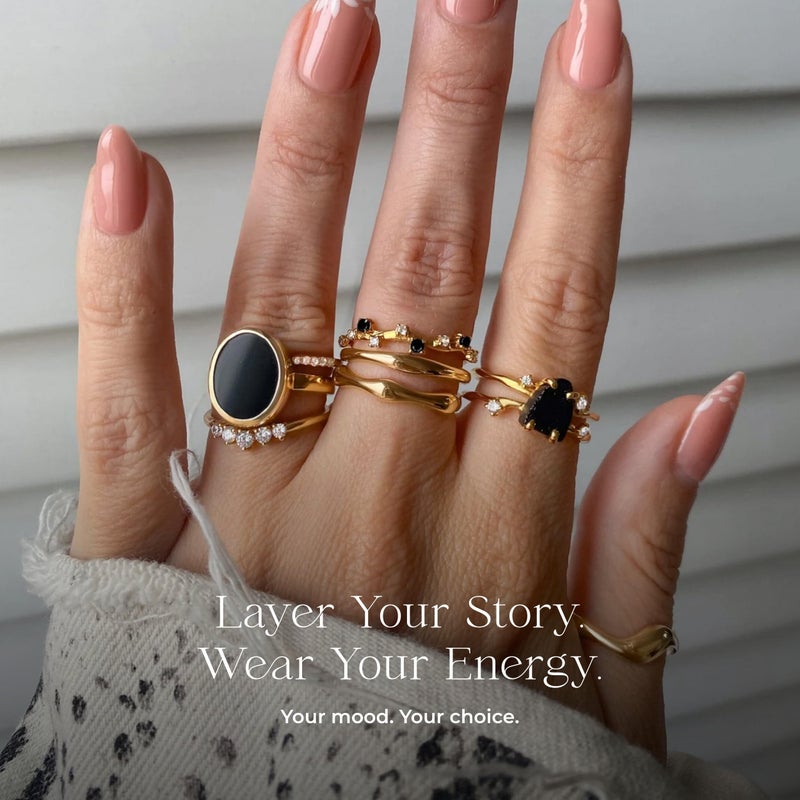 Moon Magic Authentic Moonstone Ring for Women | Amethyst, Aquamarine, Black Obsidian Ring Flow/Real 925 Sterling Silver | 18k Rose and Yellow Gold Raw Crystal Rings for Women/Genuine Gemstone Jewelry - Image 4