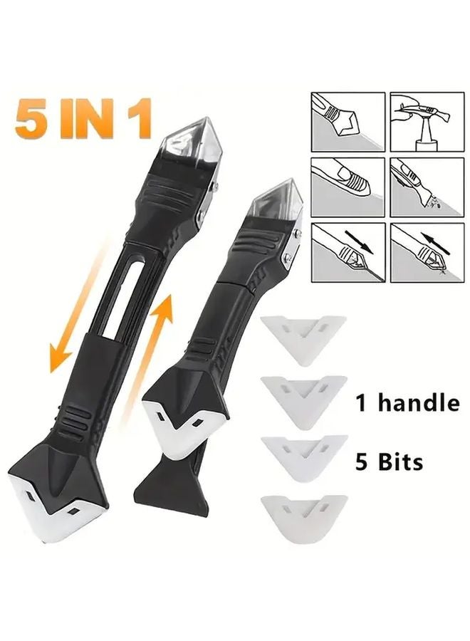 5 In 1 Metal Scraper Tool Set For Grout Removal Caulk Finishing Kitchen Bathroom - Image 2