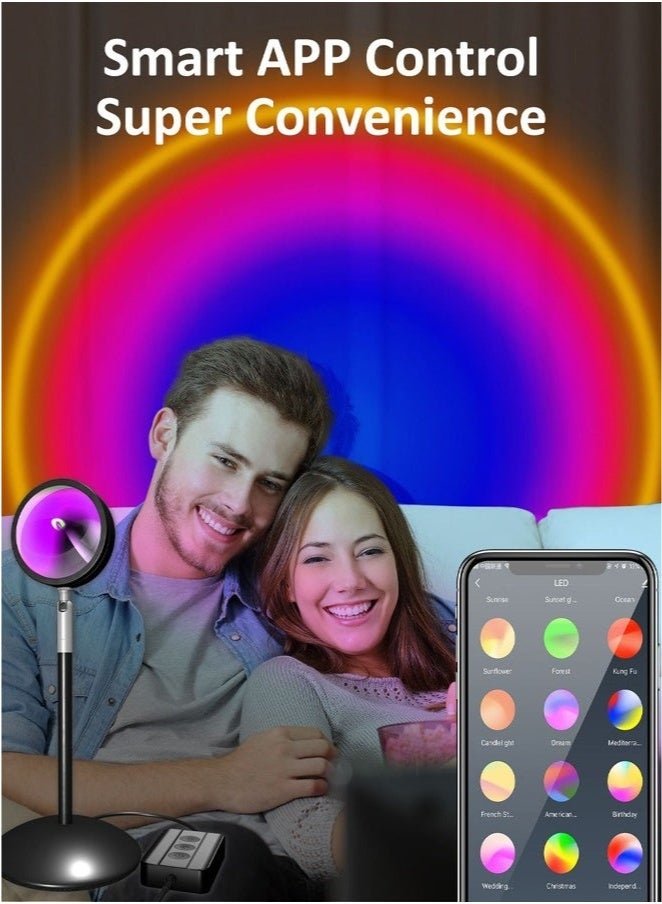 Arabest Sunset Lamp Projection, Not Only 21 Colors Sunset Lights, 180 Degree Rotation Led Light, Push Button Switch & APP Control Projector for Party Bedroom Decor - Image 2