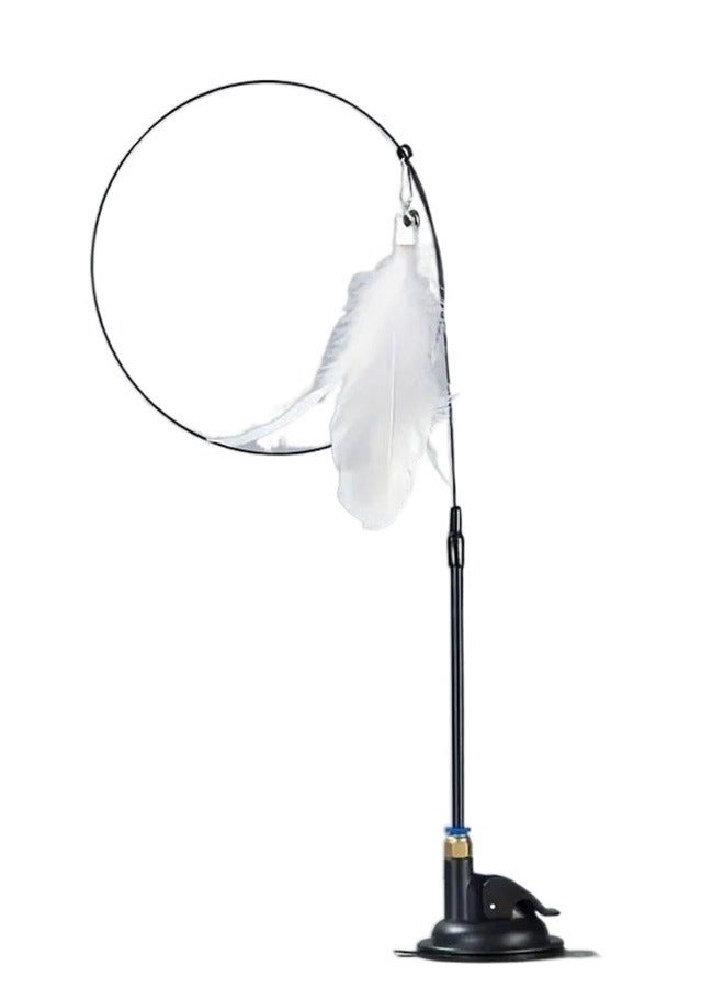 Long pole powerful suction cup funny cat stick-replaceable white feather head with bell - Image 1