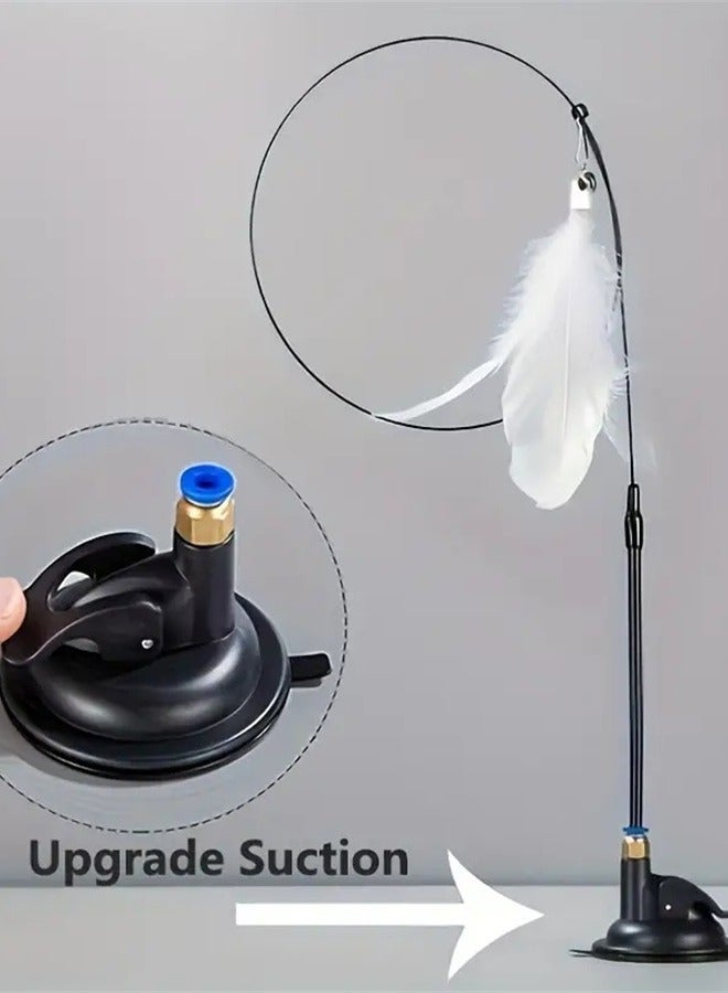 Long pole powerful suction cup funny cat stick-replaceable white feather head with bell - Image 2