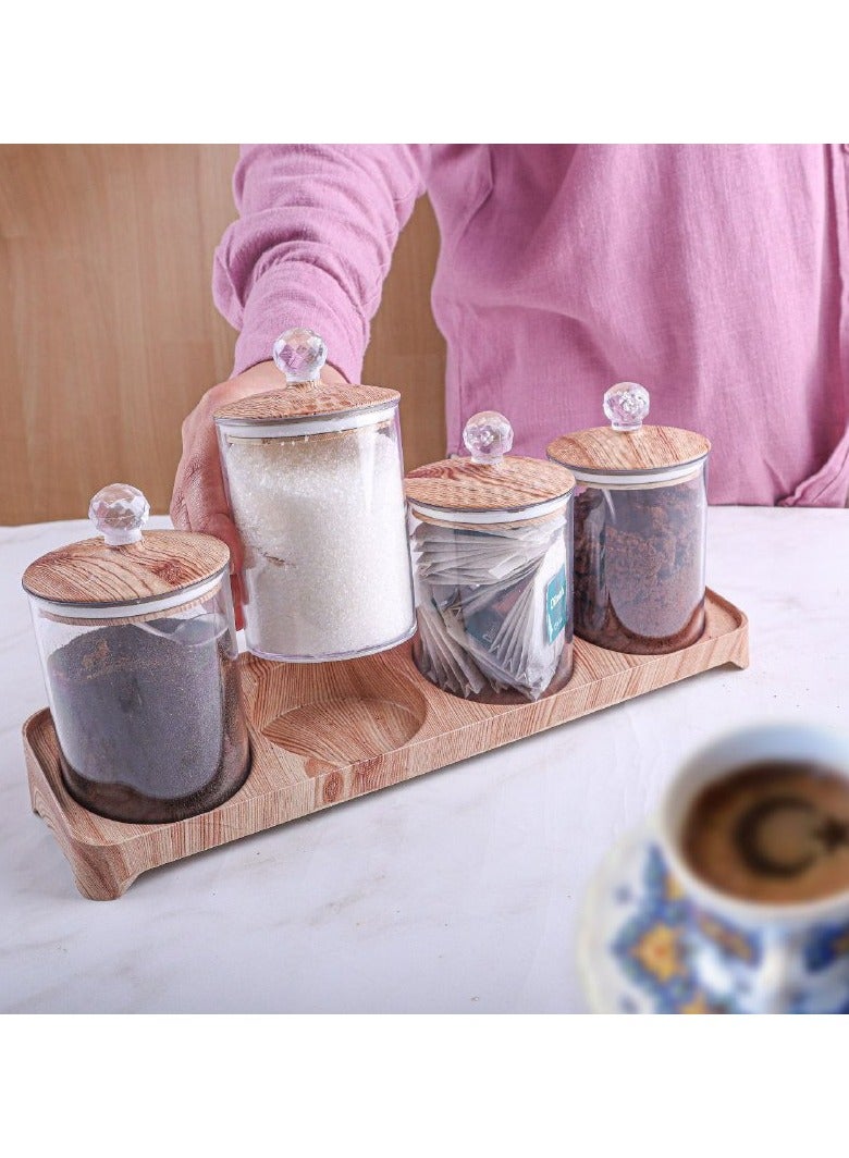 A sugar set with a 4*1 base and elegant covers in wooden colors as a piece of wonderful plastic decor - Image 1