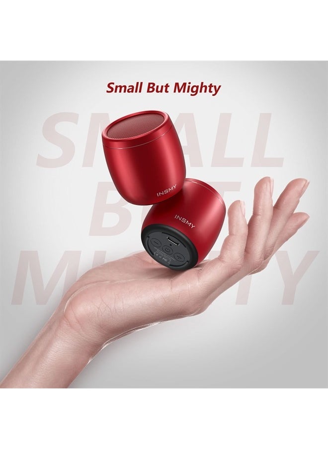 INSMY Small Bluetooth Speaker, Waterproof Mini Portable Wireless Speaker, Punchy Bass Rich Audio Stereo Pairing, Handheld Pocket Size, Built in Mic for Hiking Biking Gift Laptop Tablet (Red)  - Image 3