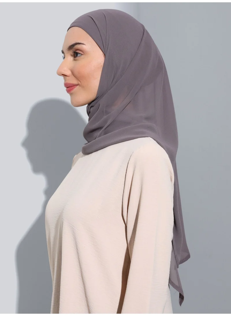 إيكاردين ST103-BONELİ Chiffon Oval Scarf 64 Ash Grey - Grey-
