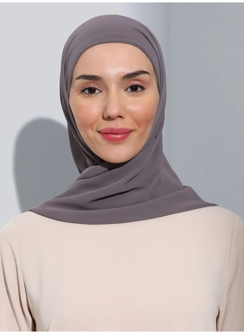 إيكاردين ST103-BONELİ Chiffon Oval Scarf 64 Ash Grey - Grey-