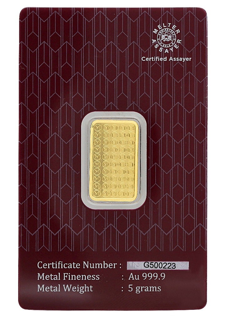 Malabar Gold and Diamonds 24K (999.9 Fineness) 5 Gram Pure Gold Bar - Image 2