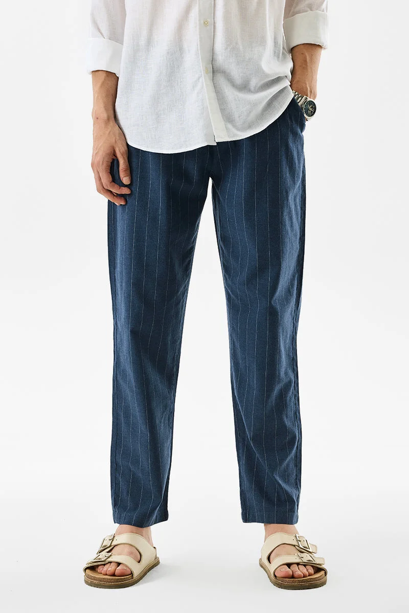 SNITCH Regular Fit Stripes 100% Cotton Trousers