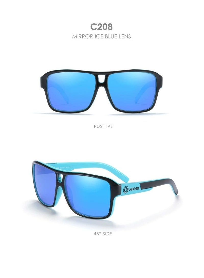 kdeam New square sports polarized sunglasses for Instagram trends, large-frame cycling glasses with dazzling colors from Europe and America, polarized lenses, fashionable sunglasses for both men and women - Image 5