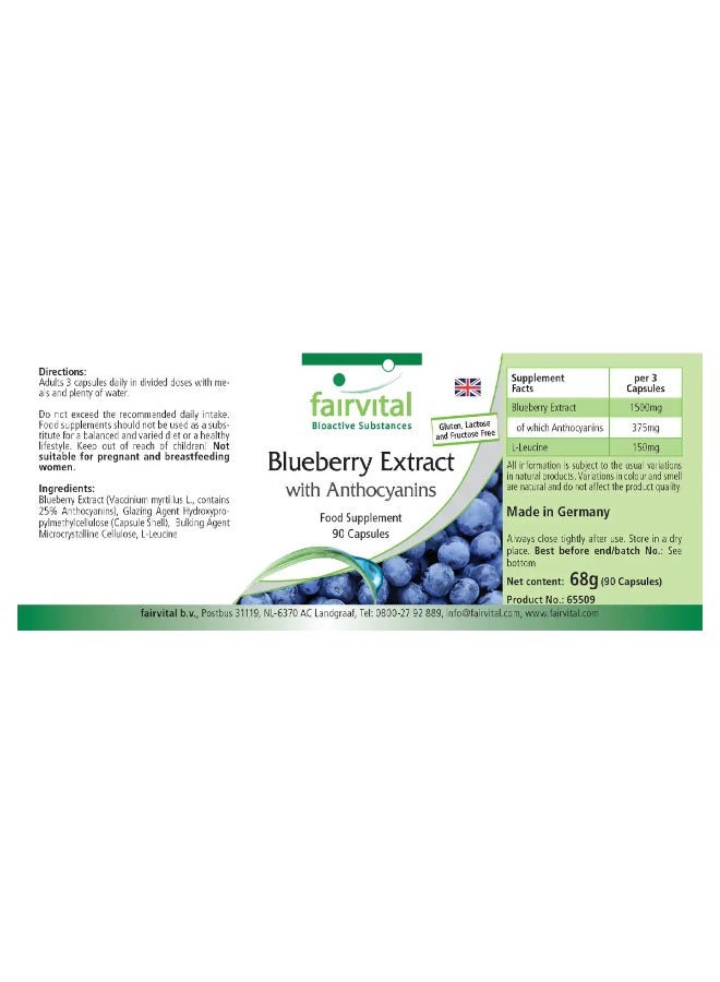 Fairvital Blueberry Extract with Anthocyanins, Antioxidant and Supports Eye Health, 90 Capsules - Image 4