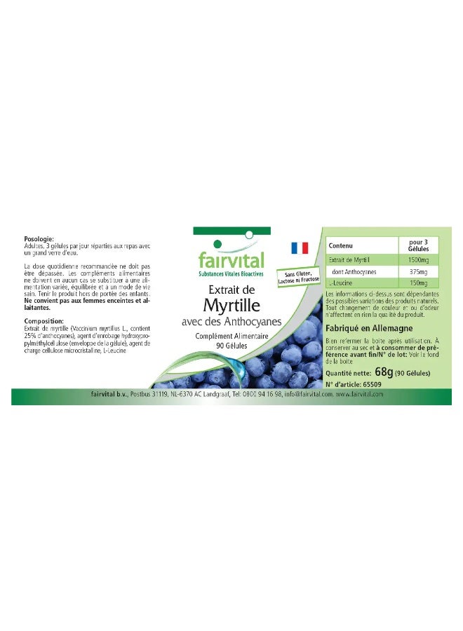 Fairvital Blueberry Extract with Anthocyanins, Antioxidant and Supports Eye Health, 90 Capsules - Image 5