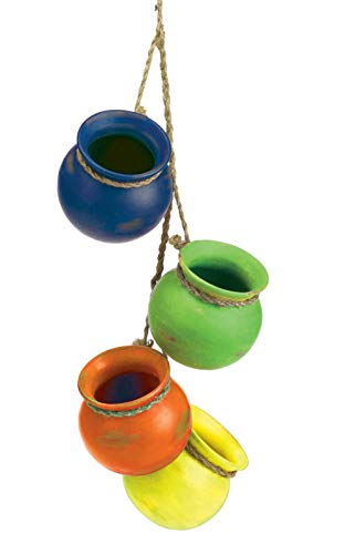 Zingz & Thingz Zingz Thingz Color Terracotta Planter Collection 4Piece Dangling Hanging Mini Pots 375x375x23 Fiesta Bright Colors - Image 1