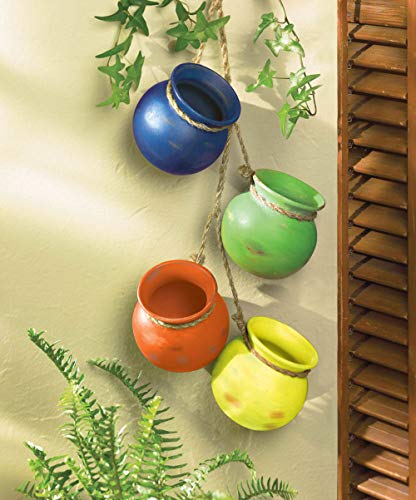 Zingz & Thingz Zingz Thingz Color Terracotta Planter Collection 4Piece Dangling Hanging Mini Pots 375x375x23 Fiesta Bright Colors - Image 3
