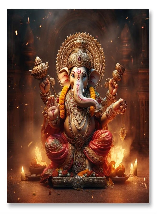 SAF paintings Wooden Framed Lord Ganesha Canvas Wall Painting for Home Décor And Office||For Bedroom,Living Room Home wall and Office Interior 24X24Inch and Office CR-264 - Image 2