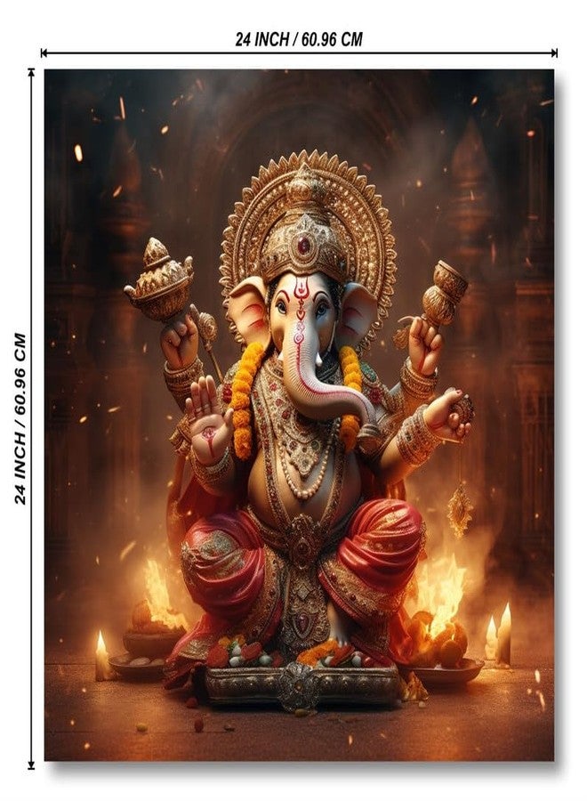SAF paintings Wooden Framed Lord Ganesha Canvas Wall Painting for Home Décor And Office||For Bedroom,Living Room Home wall and Office Interior 24X24Inch and Office CR-264 - Image 3
