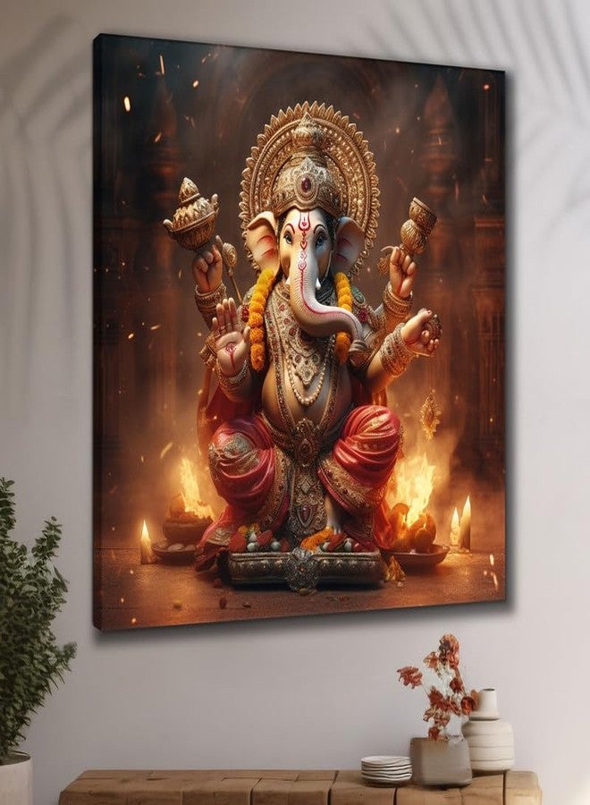 SAF paintings Wooden Framed Lord Ganesha Canvas Wall Painting for Home Décor And Office||For Bedroom,Living Room Home wall and Office Interior 24X24Inch and Office CR-264 - Image 1