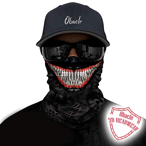 Obacle Animal Half Face Mask Sun Dust Wind Protection Durable Breathable Seamless Face Mask for Men Women Thin Neck Gaiter for Outdoor Sports Gifts (Skull Red Teeth Mask) - Image 2