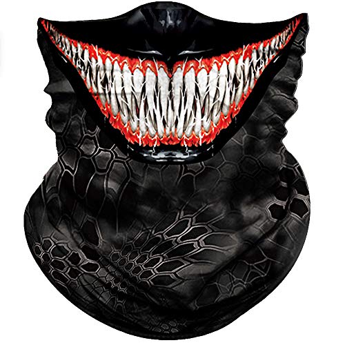 Obacle Animal Half Face Mask Sun Dust Wind Protection Durable Breathable Seamless Face Mask for Men Women Thin Neck Gaiter for Outdoor Sports Gifts (Skull Red Teeth Mask) - Image 1