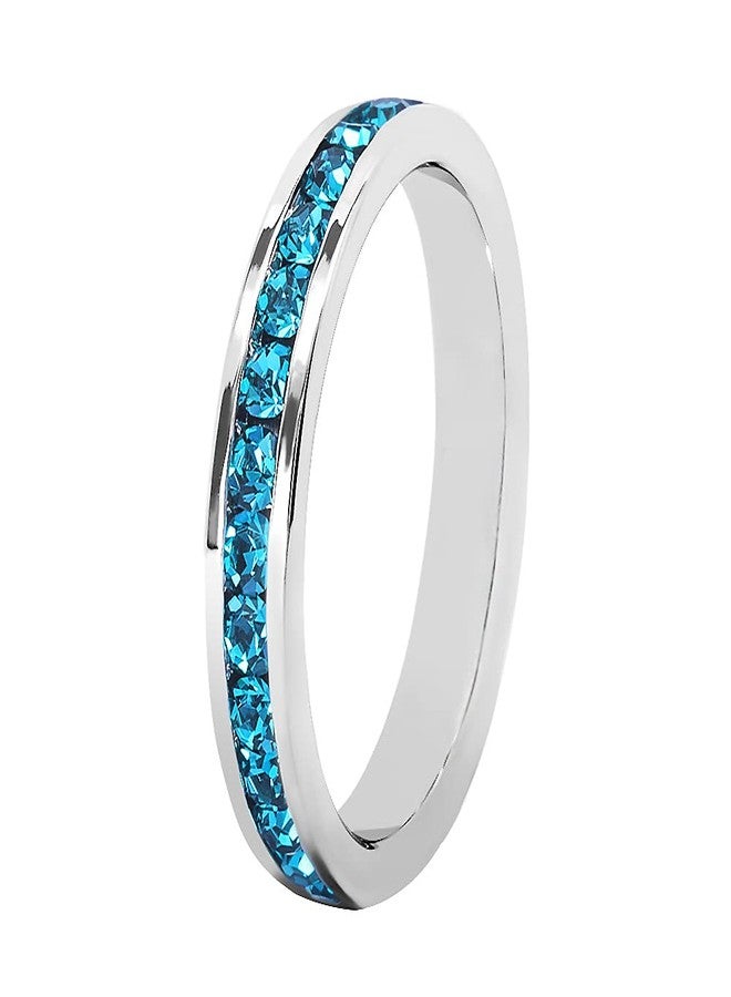 Bosvision Muses Art Design Birthstone Eternity Band Ring (Channel Set/Full Round), Stackable Fashion Ring with Crystal Birthstone - Image 1