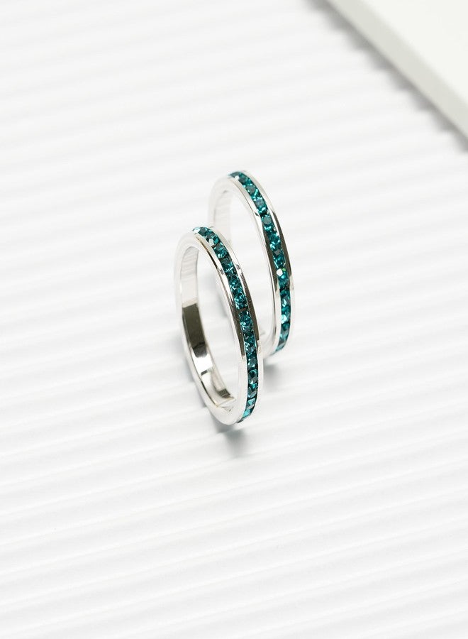 Bosvision Muses Art Design Birthstone Eternity Band Ring (Channel Set/Full Round), Stackable Fashion Ring with Crystal Birthstone - Image 3