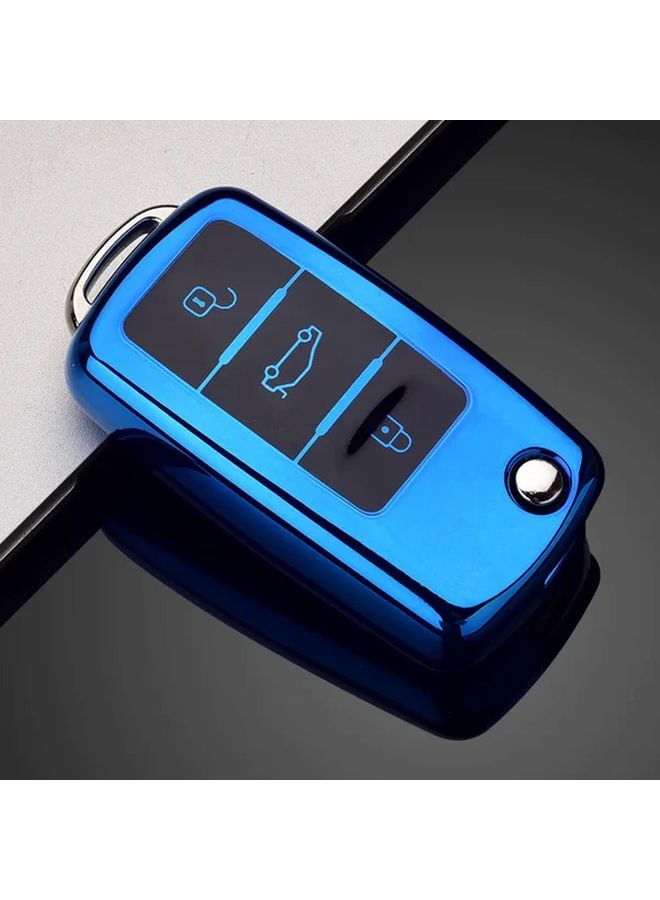 Silvery TPU Flip Remote Key Case Compatible for Volkswagen Golf Passat Beetle Caddy - Image 5