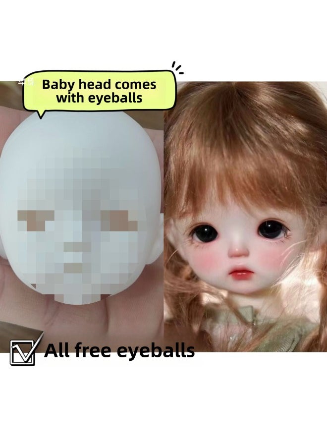 null - Six Points Baby Head With Makeup Replacement Head Cute Six Points Baby Head Makeup B Adorable Four Points Six Points Six Points B Doll Nude Baby-Height:Sweet Peach-wave Head Plus Mjd Body (comes With Hand Set) - Image 1