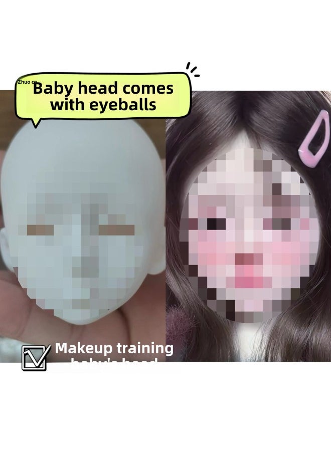null - Six Points Baby Head With Makeup Replacement Head Cute Six Points Baby Head Makeup B Adorable Four Points Six Points Six Points B Doll Nude Baby-Height:Sweet Peach-wave Head Plus Mjd Body (comes With Hand Set) - Image 1