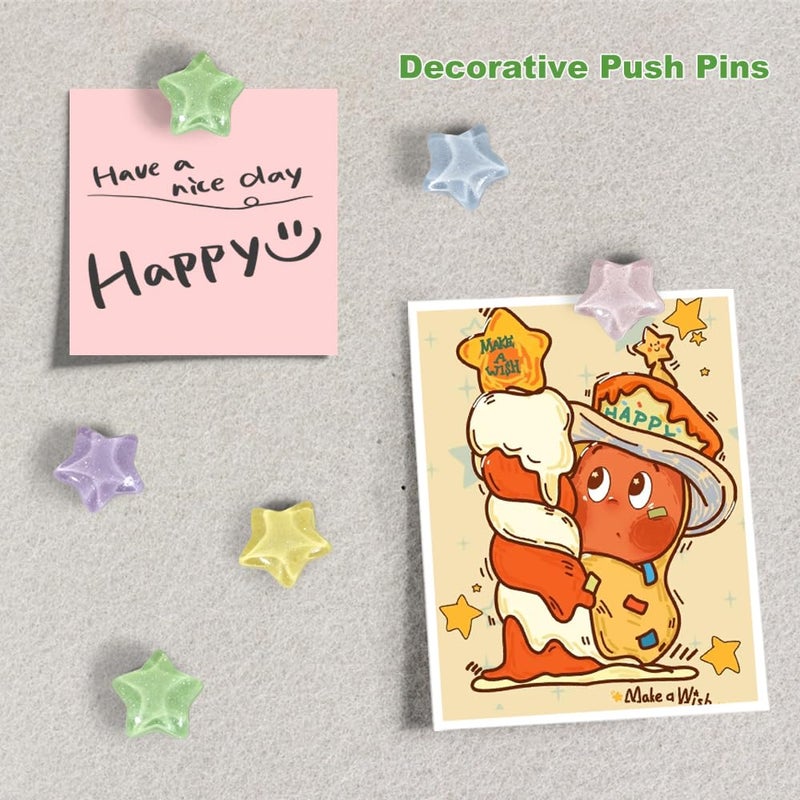 rhinocats 30Pcs Cute Star-Shaped Decorative Push Pins, Bulletin Board Tacks, Cork Board Thumbtacks for Classroom Home Office Decor - Image 5