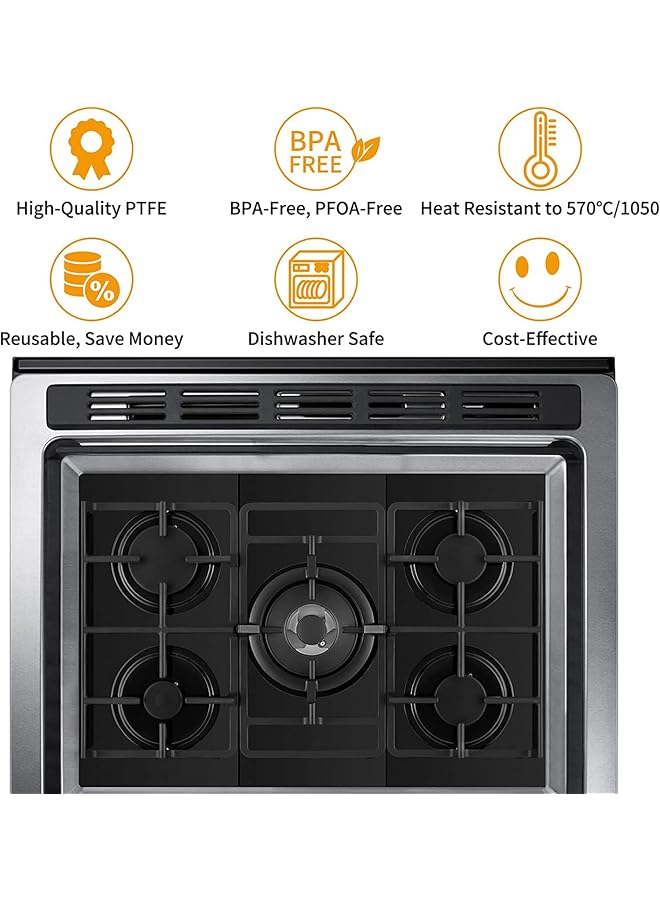 إيروريكس 3 قطع من أغطية المواقد لحماية المواقد لموقد الغاز بسمك 0.4 مم وطول إضافي 32 بوصة وأغطية شعلات المواقد لموقد الغاز قابلة لإعادة الاستخدام وغير لاصقة وقابلة للغسل وواقية مقاومة للحرارة دائرية - Image 2