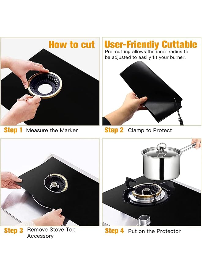 إيروريكس 3 قطع من أغطية المواقد لحماية المواقد لموقد الغاز بسمك 0.4 مم وطول إضافي 32 بوصة وأغطية شعلات المواقد لموقد الغاز قابلة لإعادة الاستخدام وغير لاصقة وقابلة للغسل وواقية مقاومة للحرارة دائرية - Image 5