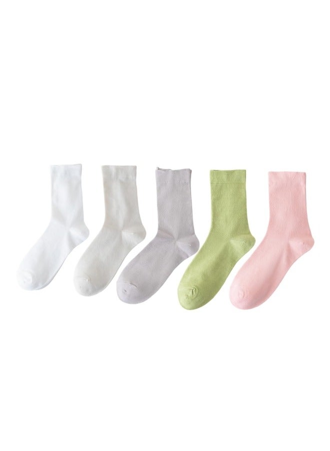 GGEROU 5-Pack Women's Calf Socks,Men's Crew Socks,Ladies Soft Cotton High Calf Boot Stockings,Casual Athletic Gym Light Weight Thin Cotton Sock,Spring and Summer Thin Mid-length Stockings  - Image 1