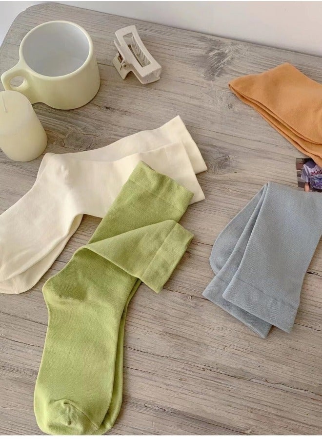GGEROU 5-Pack Women's Calf Socks,Men's Crew Socks,Ladies Soft Cotton High Calf Boot Stockings,Casual Athletic Gym Light Weight Thin Cotton Sock,Spring and Summer Thin Mid-length Stockings  - Image 5