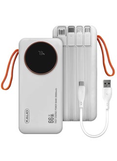 KALIO R53A Power Bank 30000mAh - Ultra-Compact 66W High-Speed Charging with PD35W Support and Four Built-in Cables / White  - Image 3
