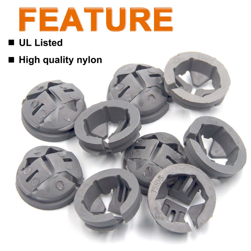 ISPINNER 20pcs 3/8 Inch Trade Size Non-Metallic Button Push-in Cable Connectors, Fits for 1/2 Inch Knockouts - Image 3