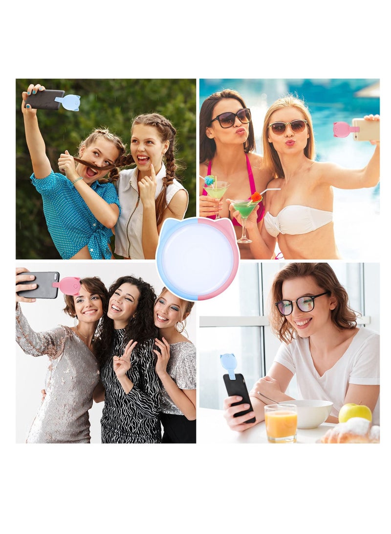 Selfie Ring Light Clip on Mini Rechargeable 9 Level Adjustable Brightness Portable Fill for Phone Laptop Video Photography Girl Makes up (Pink, Blue)