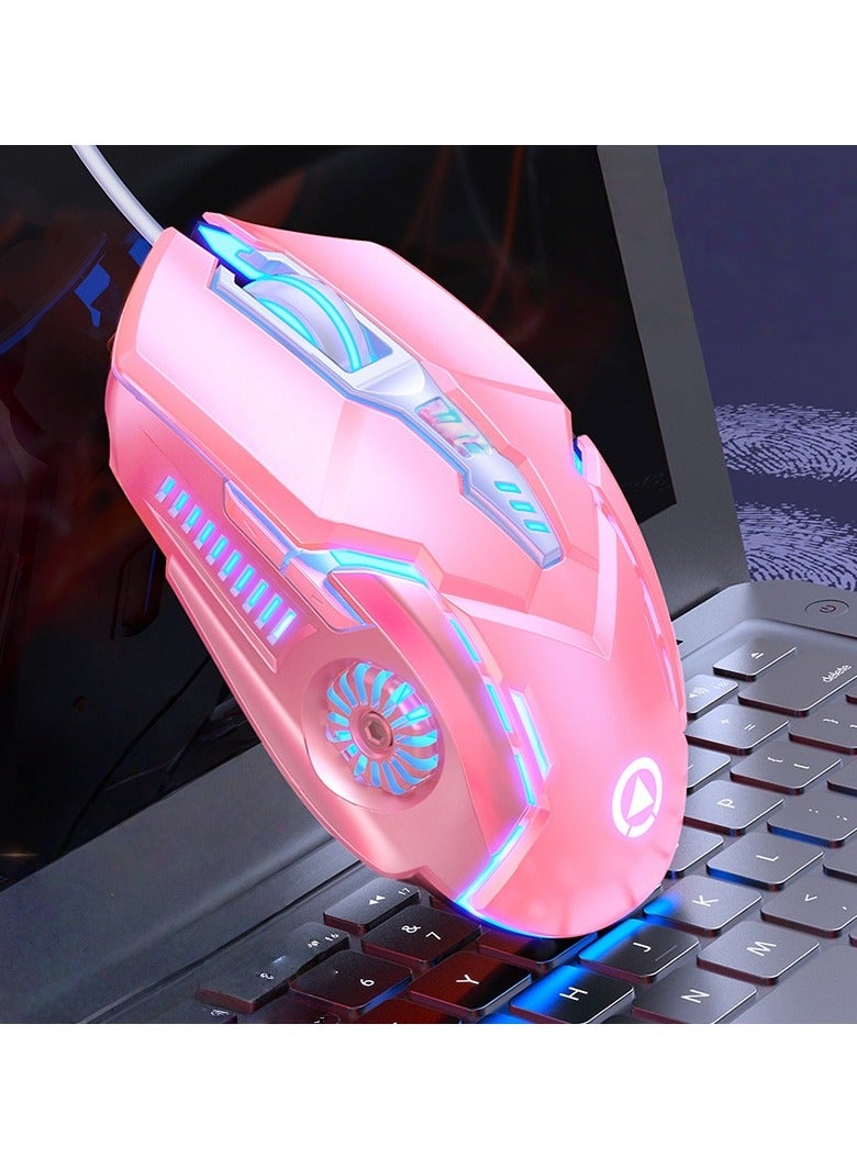 Pink Ergonomic Wired LED Light Gaming Mouse 6D Buttons Adjustable DPI RGB Light Effect For Pc Office Esports Game - Image 1