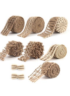 7 Pack Jute Ribbons Rustic Ribbons Lace Craft Ribbon Net Burlap Fabric For Diy Sewing Craft Gifts Wrapping Party Holiday And Rustic Wedding Decoration (Total Length: 14 Meters)