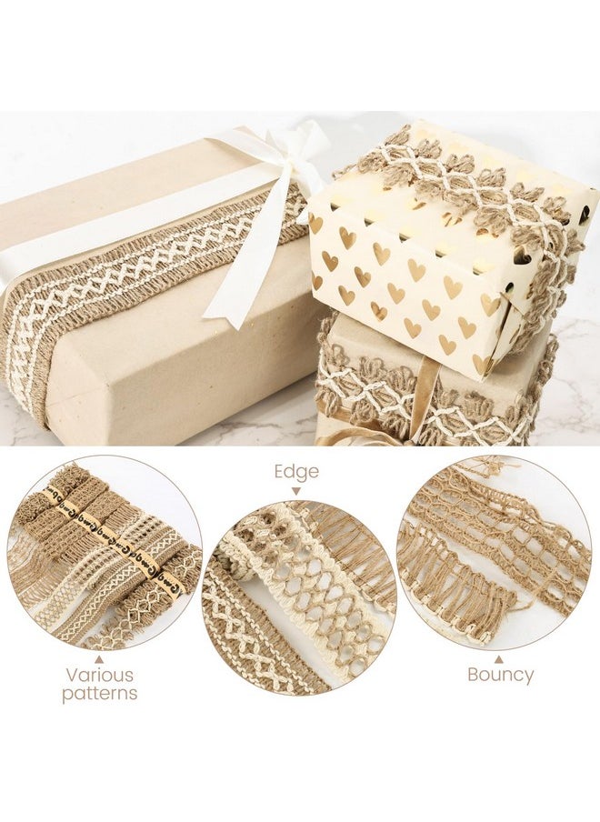 VGoodall - 7 Pack Jute Ribbons Rustic Ribbons Lace Craft Ribbon Net Burlap Fabric For Diy Sewing Craft Gifts Wrapping Party Holiday And Rustic Wedding Decoration (Total Length: 14 Meters) - Image 1