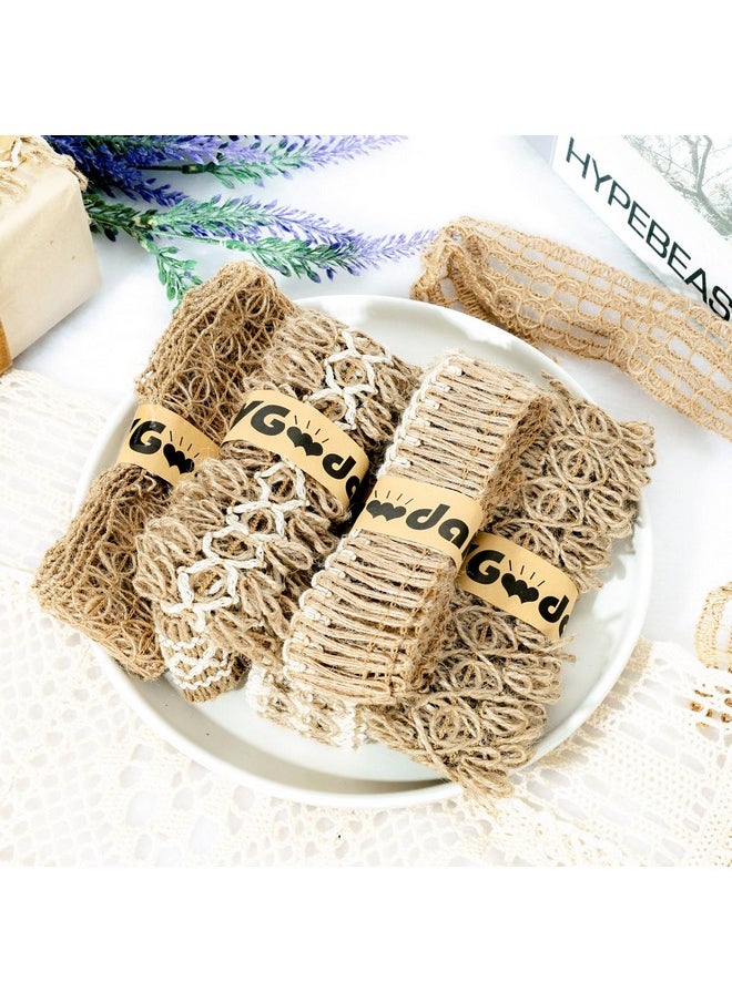 VGoodall - 7 Pack Jute Ribbons Rustic Ribbons Lace Craft Ribbon Net Burlap Fabric For Diy Sewing Craft Gifts Wrapping Party Holiday And Rustic Wedding Decoration (Total Length: 14 Meters) - Image 1