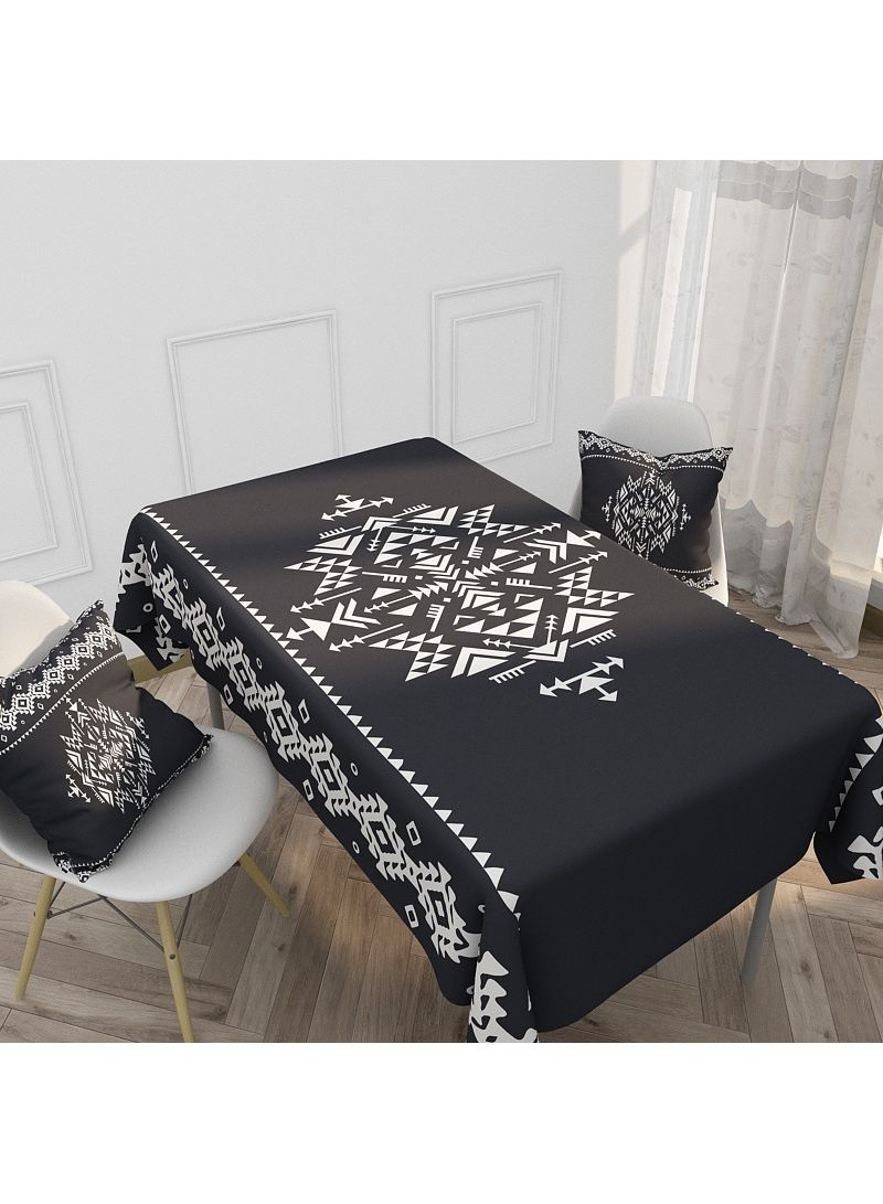 Y&D Retro Elements Print Waterproof Tablecloth Black 140x200cm - Image 1