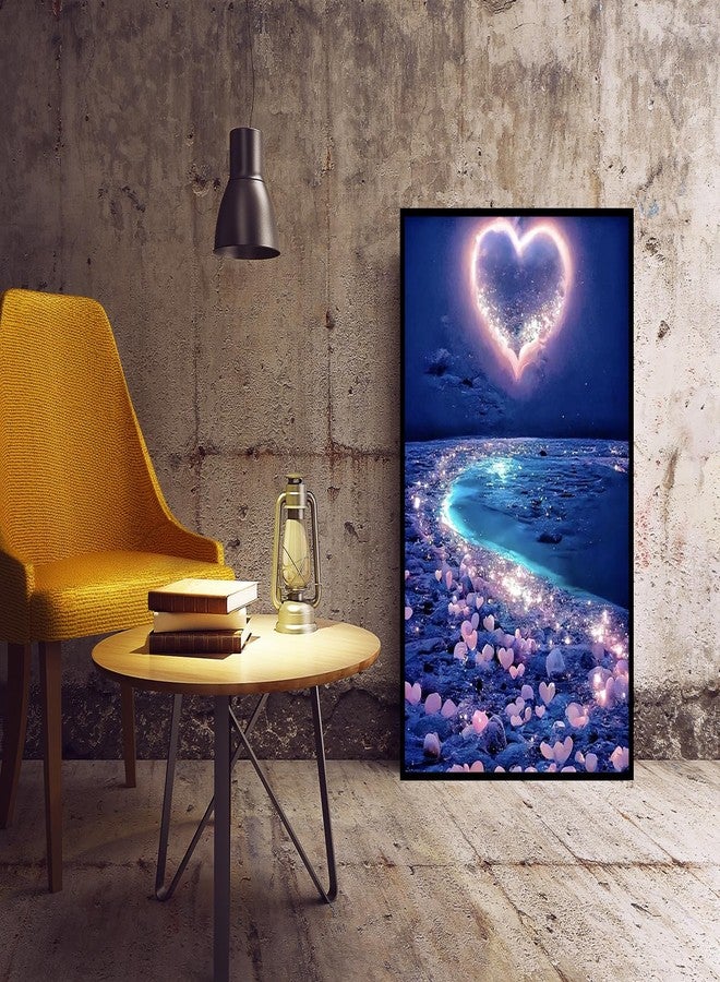 KINPLUB 5D Diamond Painting Kits for Adults, Love Heart Beach Diamond Art Kits for Adults Beginners, DIY Full Drill Paint with Round Diamond Dots, Home Wall Decor 12x16 Inch - Image 4