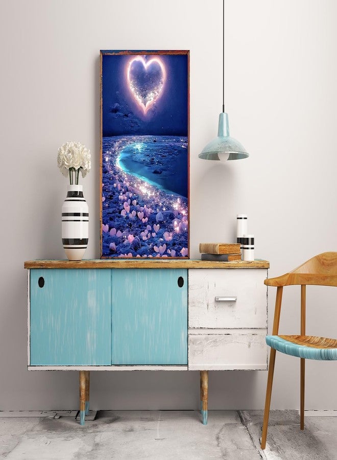 KINPLUB 5D Diamond Painting Kits for Adults, Love Heart Beach Diamond Art Kits for Adults Beginners, DIY Full Drill Paint with Round Diamond Dots, Home Wall Decor 12x16 Inch - Image 5
