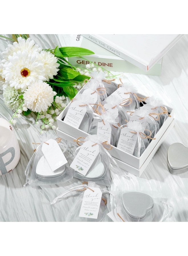 Treela Treela 30 Sets Heart Shaped Candles Wedding Favors Unscented Tea Lights Candles Set Include Small Smokeless Candles Bulk Thank You Tags and 4 x 4.7 Inch White Organza Gift Bags for Bridal Shower - Image 4
