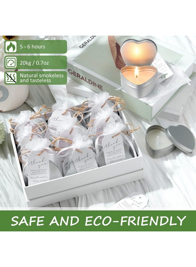Treela Treela 30 Sets Heart Shaped Candles Wedding Favors Unscented Tea Lights Candles Set Include Small Smokeless Candles Bulk Thank You Tags and 4 x 4.7 Inch White Organza Gift Bags for Bridal Shower - Image 3