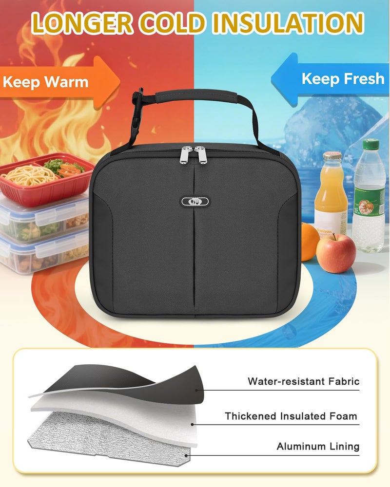 Capolo Insulated Lunch Box for Kids, Cute Thermal Lunch Bag for School, Reusable Lunch Tote for Boys and Girls, Durable Cooler Bag with Easy Grab Handle, Lightweight and Easy to Clean Meal Bag, grey - Image 3