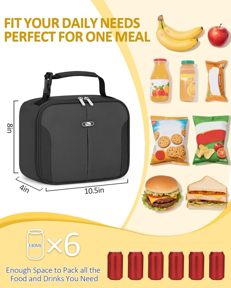 Capolo Insulated Lunch Box for Kids, Cute Thermal Lunch Bag for School, Reusable Lunch Tote for Boys and Girls, Durable Cooler Bag with Easy Grab Handle, Lightweight and Easy to Clean Meal Bag, grey - Image 2