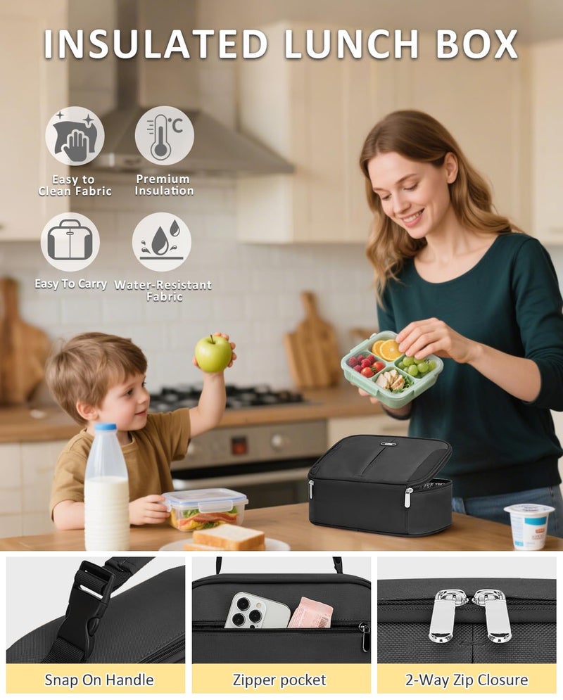 Capolo Insulated Lunch Box for Kids, Cute Thermal Lunch Bag for School, Reusable Lunch Tote for Boys and Girls, Durable Cooler Bag with Easy Grab Handle, Lightweight and Easy to Clean Meal Bag, grey - Image 5