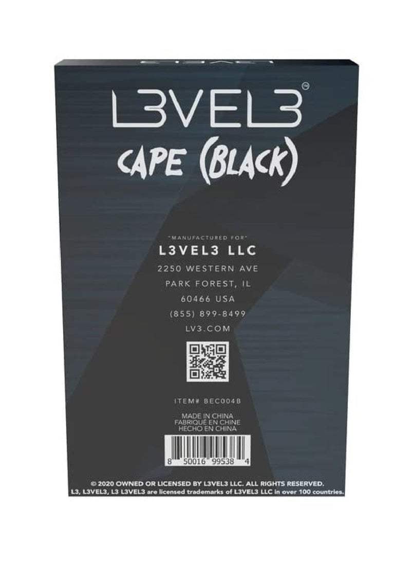 L3VEL3 Level 3 Black Cape - Universal Size - Comfortable with Adjustable Neck Closure - for Barbers and Hair Stylist - Image 3