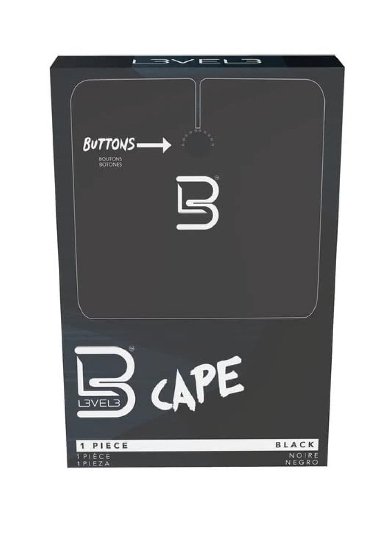 L3VEL3 Level 3 Black Cape - Universal Size - Comfortable with Adjustable Neck Closure - for Barbers and Hair Stylist - Image 2