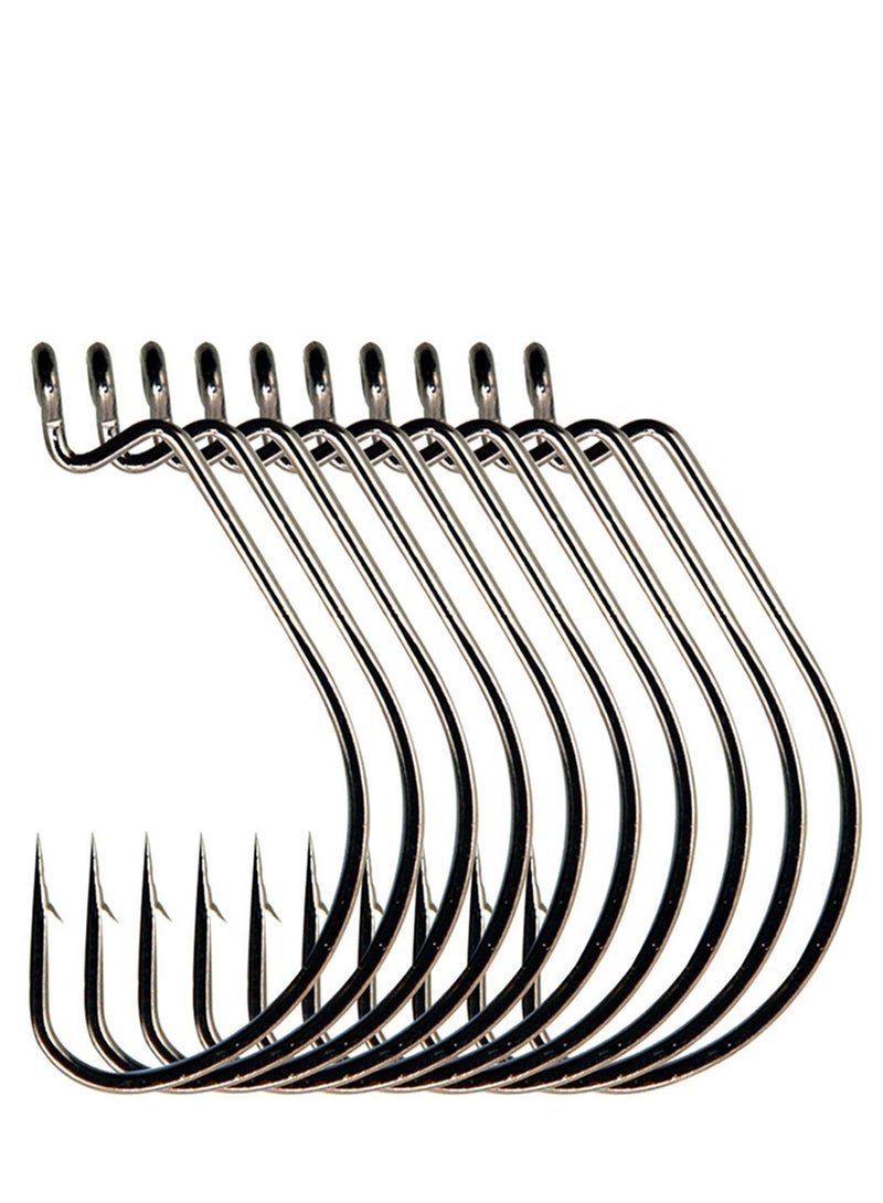 Y&D 100 Pcs Fishing Hooks, High Carbon Steel Offset Worm Hooks with Plastic Box, Strong Sharp Soft Bait Jig Fish Barbs for Bass Freshwater Saltwater - Image 3